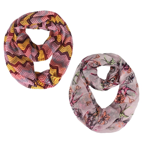 Geometric Floral Chevron Sheer Infinity Scarf Loops Circle Scarf