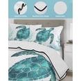 thumbnail image 4 of Quilts Twin-XL Size Bedding Set, Coastal Sea Turtle Lightweight Quilted Comforter, Teal Green Summer Ocean Coral Sea Fish Soft Bedspread Coverlet with Pillow Covers for All Season, 68" x 98", 4 of 7