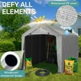 thumbnail image 4 of 8'X12' Gray Outdoor Storage Shelter Shed  PE Fabric Carport with Removable Sidewalls, 6 Ground Bars, 23 Stakes & Wind Ropes - for Trucks, Boats, ATVs, and Garden Tools, 4 of 11
