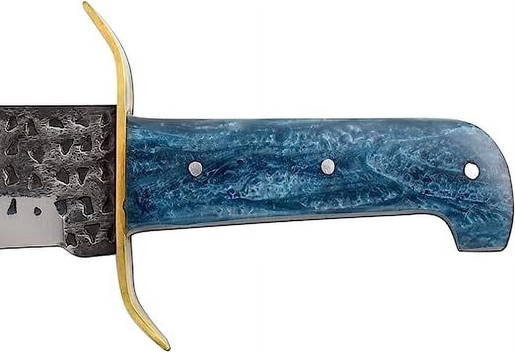 Wild Turkey Handmade 15" Blue Pearl High Carbon Steel Bowie Knife with Scabbard