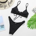 thumbnail image 4 of Swimsuits for Women,Womens Solid Bandage Bikini Push-Up Pad Swimwear Swimsuit Beachwear Set Black M(M), 4 of 5