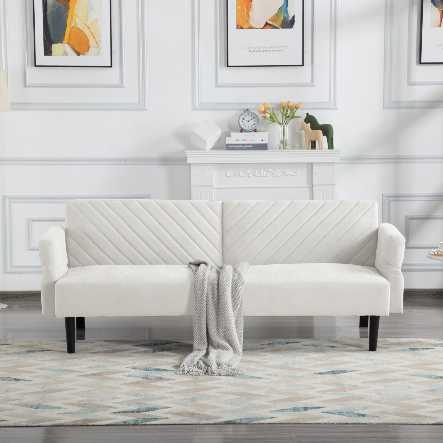 Gewnee 74.8"Futon Sofa Bed Couch Modern Convertible Folding Futon Set for Living Room or Bedroom