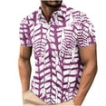 thumbnail image 2 of Zylanna Men's Button Polo Shirts Tee, Summer Short Sleeve Turndown Collar Printed Casual Pullover for Men Purple Size 3XL, 2 of 5