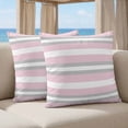 thumbnail image 5 of Pillow Covers 18x18 Set of 2, Pink Grey Stripe Square Throw Pillow Covers for Couch/Sofa/Living Room, Minimalist Farmhouse Striped Decorative Soft Pillowcases for Couch Throw Pillows, 5 of 9