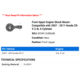 thumbnail image 2 of Front Upper Engine Shock Mount - Compatible with 2007 - 2011 Honda CR-V 2.4L 4-Cylinder 2008 2009 2010, 2 of 2