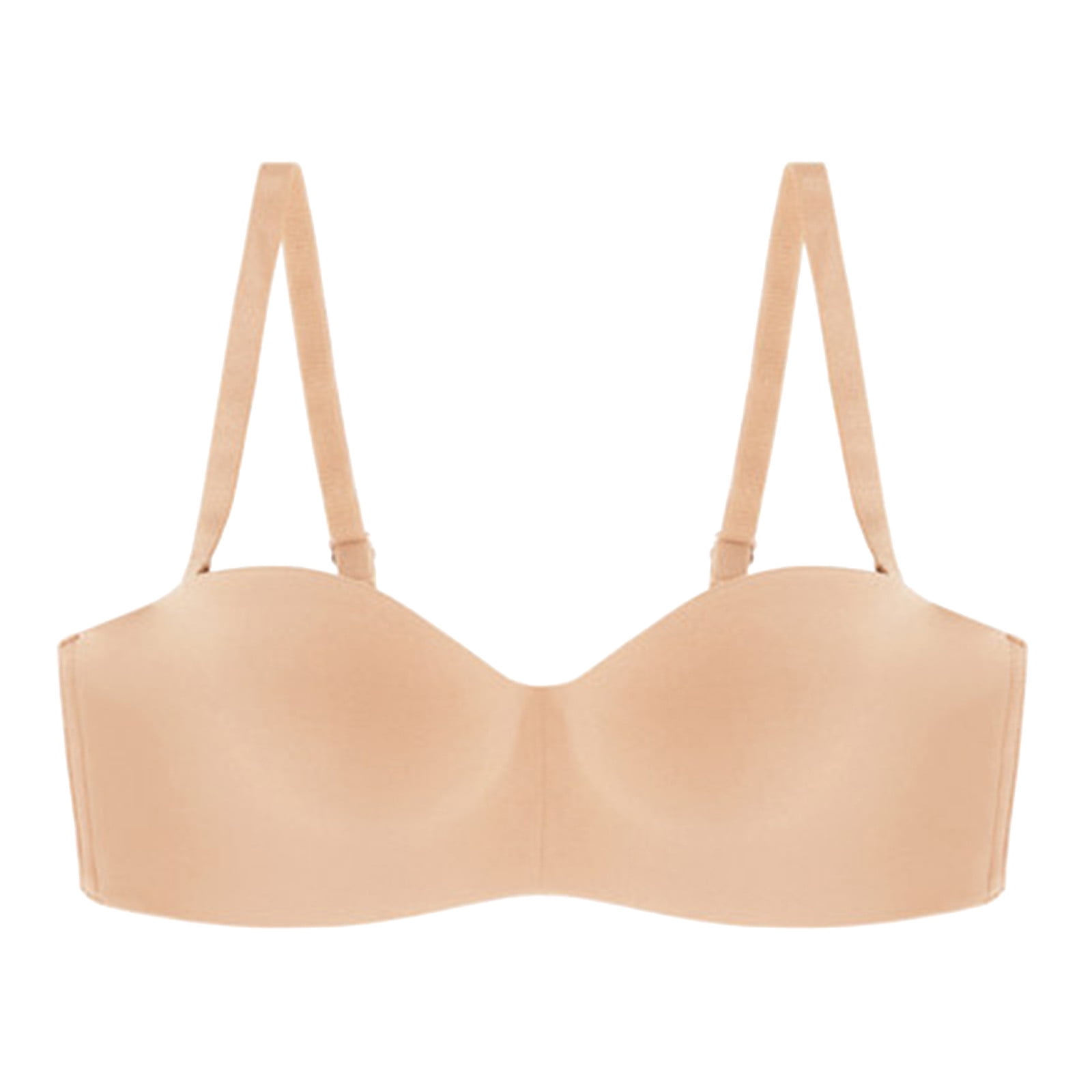 Bowake Women Thin Glossy Back Exposed Removable Shoulder Straps Bra