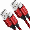 thumbnail image 1 of Chenchen USB to USB C Cable 2ft, 2-Pack USB A to Type C Charger Cord Fast Charging for Samsung Galaxy A17 A16 A15 A26 A36 A56, S25 S24 S23 S22 S21 S20 S10 Note 20, for iPhone 17 16 15, Moto, Red, 1 of 1