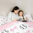 thumbnail image 4 of Feelyou Baseball Sports Kids Bedding Comforter Set 7pcs, Cute Princess Bow-tie Queen Bedding Sets, Kawaii Cartoon Theme Reversible Queen Sheet Sets, Lightweight Room Decor, 4 of 7