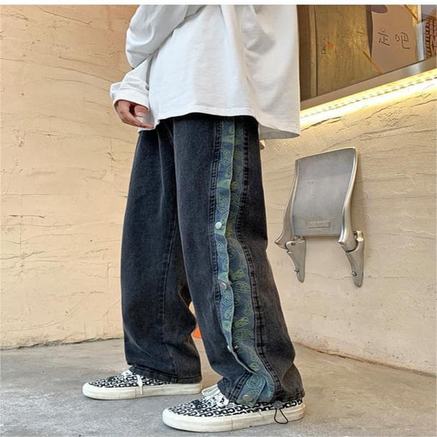 WILLBEST Jeans Mujer Pantalones Vaqueros de Mujer de Cintura Alta, Sueltos, de Pierna Recta, Con Bordado Floral, Cómodos, Elásticos, Informales, para Uso Diario Grande