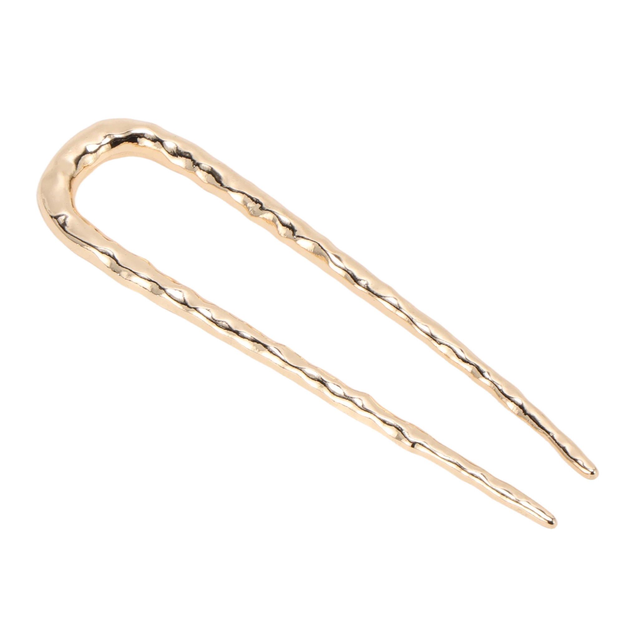 Unique Bargains U-shaped Texture Hair Pin for Women 1 Pc Dark Gold Tone