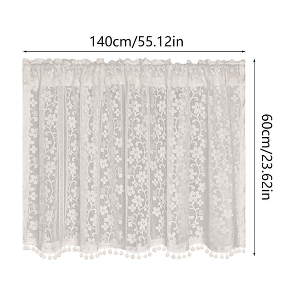 Sheer Curtain Lace Embroidery Sheer Curtain Semi-Sheer Window Panel with Rod Pocket for Door Window Treatment Home Decor Extra Large Size Lace Curtain