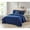 Navy, variant on Bibb Home 4 Piece Solid Quilt Set with Cushion - 6 Colors - White - Twin