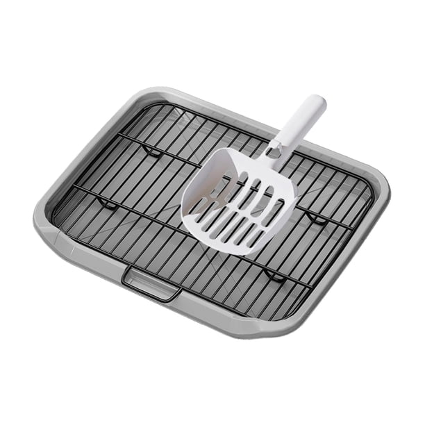 Bandejas de entrenamiento para ir al baño para perros, soportes portátiles para almohadillas de orina, inodoro para mascotas gris con pala