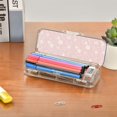 thumbnail image 7 of Plastic Pencil Box Large Capacity Pencil Boxes Clear Boxes with Snap-Tight Lid Stylish Office Supplies Storage Organizer Box White Roses and Vines, 7 of 7