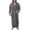 Grey L, variant on Men Soft Coral Fleece Solid Color Pockets Long Bath Robe Home Gown Sleepwear