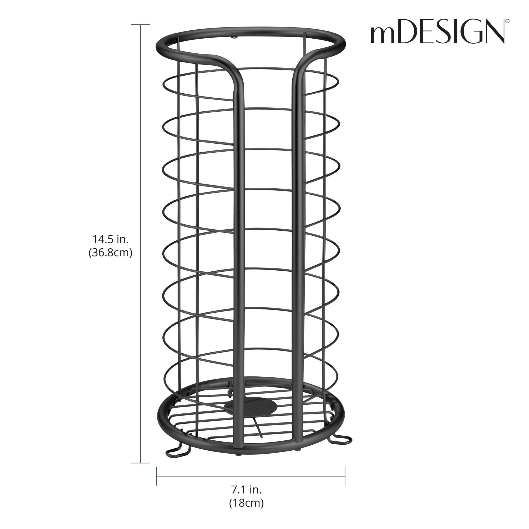 mDesign Metal Toilet Paper Holder - Freestanding 3 Roll Reserve - Matte Black