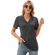 thumbnail image 2 of Camisas de Mujer con Cuello de Solapa, Cuello en V, Blusa de Corta, Blusa Informal Elegante. Gris S, 2 of 9