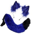 thumbnail image 3 of Cola de imitación, diadema cómoda, de llevar, orejas, diadema, cumpleaños, cosplay. Azul negro Zulema orejas de zorro y tai, 3 of 7