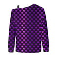 thumbnail image 4 of Penkiiy Womens Valentine Day Sweatshirt Off-shoulder Shirt Hearts Graphic Long Sleeve Pullover Tops M Purple, 4 of 5