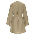 thumbnail image 6 of Bovxnpu Long Sleeve Dress for Women, Women Long Sleeve Dress Plus Size Dress with Straps Sleeves Irregular Drawstring V Neck Casual Dress Spring Fall Outfits, 6 of 7