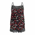 thumbnail image 5 of Aboser Women's Pajama Sets Valentine's Dat Sleepwear Satin Sliky 2 Piece Outfit Lace Trim Pajamas Set Cami Shorts Matching Lounge Set, 5 of 5