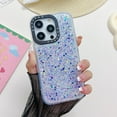 thumbnail image 3 of Compatible with iPhone 15 Pro Bling Case Glow in The Dark Noctiluncent Fluorescent Luminous Phone Case Women Girls Girly Glitter Sparkling Slim Soft TPU Bumper Protective Cover,Blue, 3 of 13