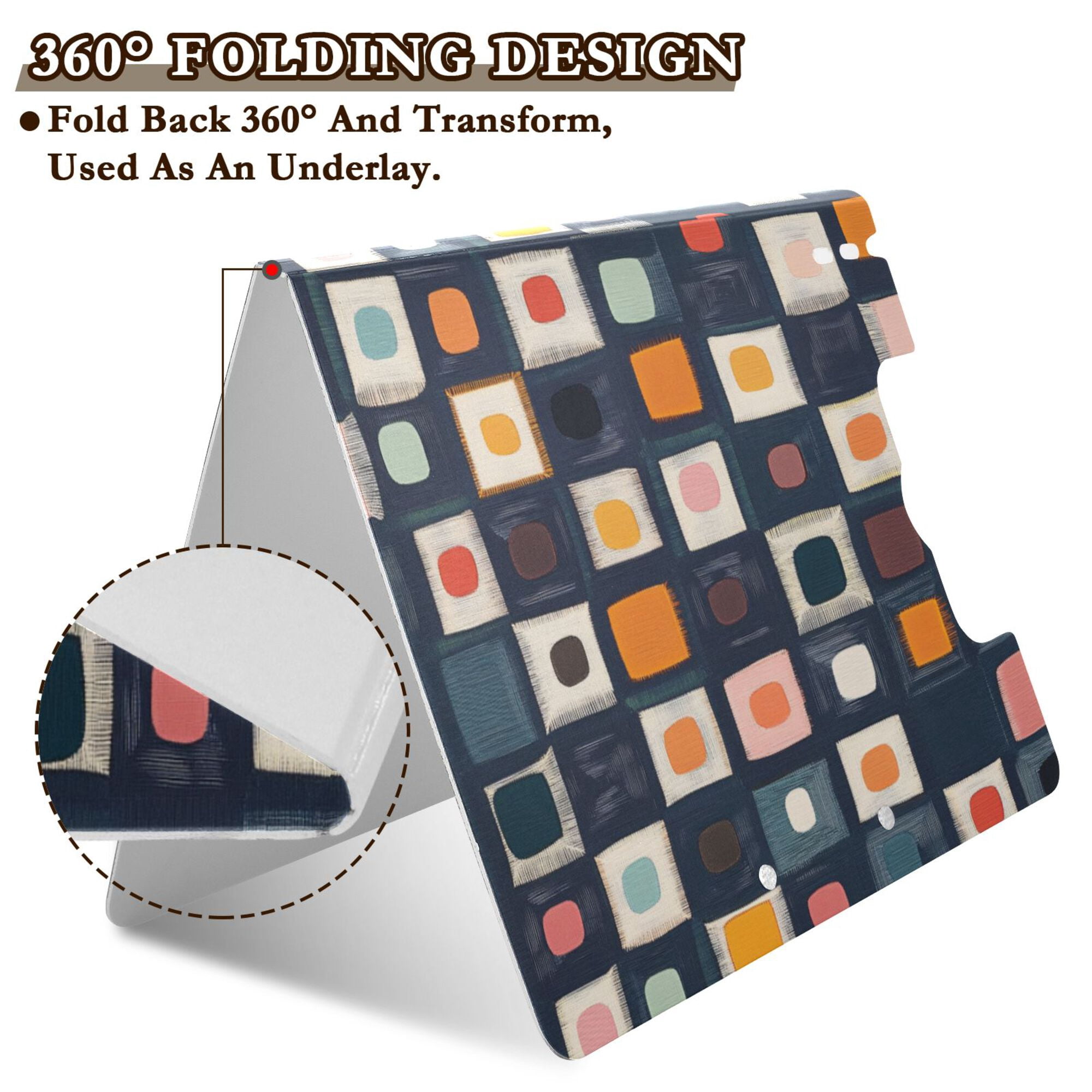 FORMRS A4 Clipboard Folder with Pen Holder Horizontal Foldable School Office Binder, Blue Circle Mosaic