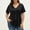 Black, variant on Women's V Neck Button Down Top With Pintuck Detail And Short Sleeves, Featuring Loose Fit Tunic, For Summer Casual Wear Beige XXL