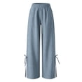 thumbnail image 5 of Womens Pants Elastic Wide LegPants with Pockets Ruffle Flowy Beach Trousers, 5 of 9