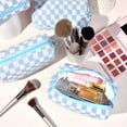 thumbnail image 2 of Bolsa de maquillaje SOIDRAM, bolsa de viaje cosmética azul a cuadros x6, 2 of 8