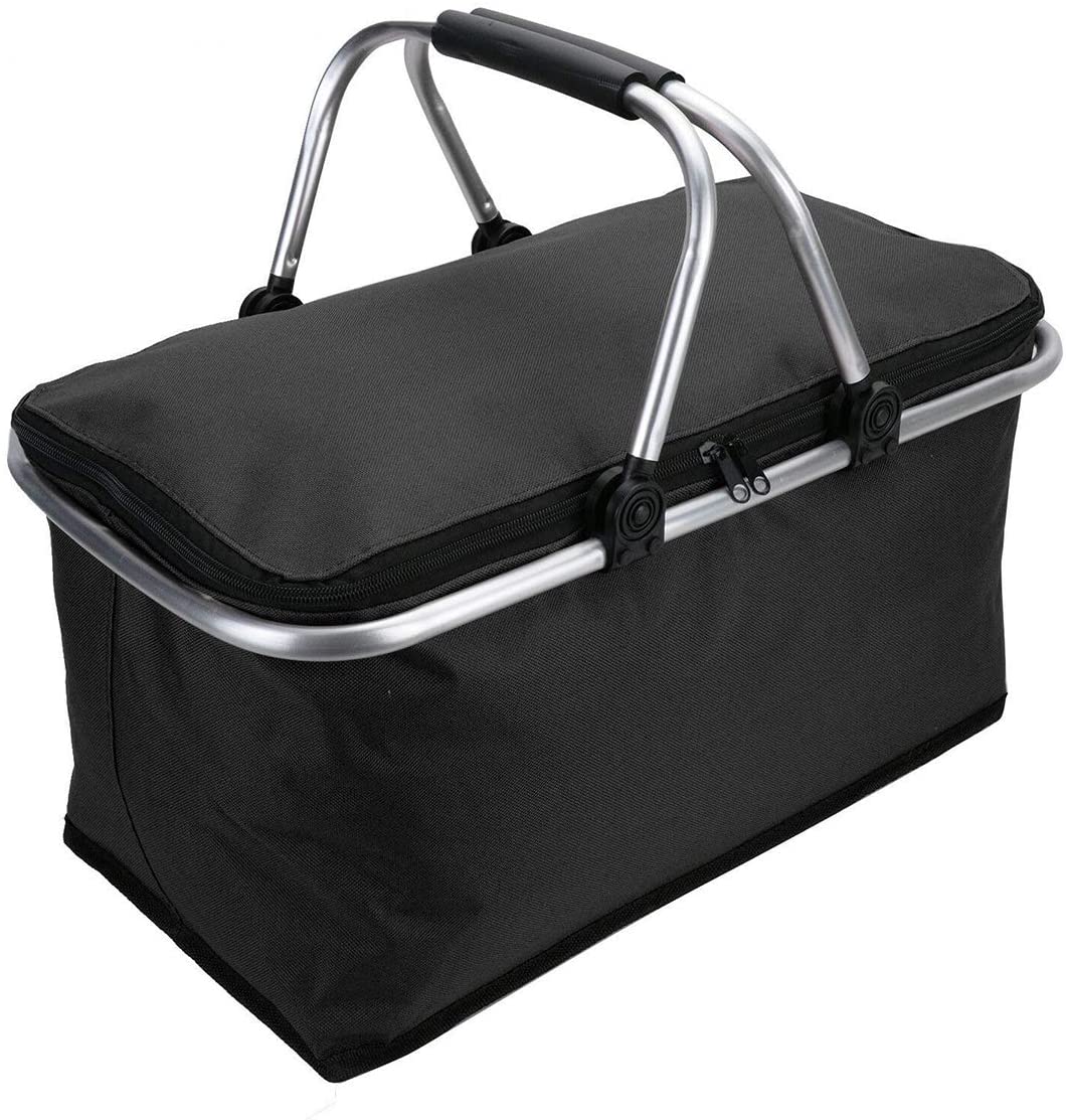 Panier Isotherme Pliable 47 Litres - Pour Pique-nique, Courses, Avec Fermeture éclair Et Poignée