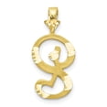 thumbnail image 1 of Diamond2Deal 10K Yellow Gold Grooved Letter S Initial Pendant for Women, 1 of 5