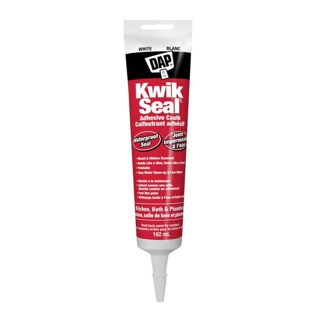 DAP Kwik Seal Tub & Tile Adhesive Caulk, 162ml, White