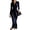 Navy Blue, variant on Women's Wrap Satin Silky Midi Dress Long Sleeve V-Neck Tie Waist Formal Dress Cocktail Party Wedding Guest Dress Navy Blue