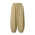 thumbnail image 6 of Hurxie Baggy Wide Leg Pants Womens Barrel Pants Mid Waisted Balloon Pants with Pockets Khaki,XL, 6 of 6