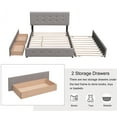 thumbnail image 4 of Bellemave Queen Size Platform Bed with 2 Storage Drawers and 1 Twin XL Trundle, Wooden Upholstered Queen Bed with Linen Fabric for Bedroom (Drak Beige), 4 of 9