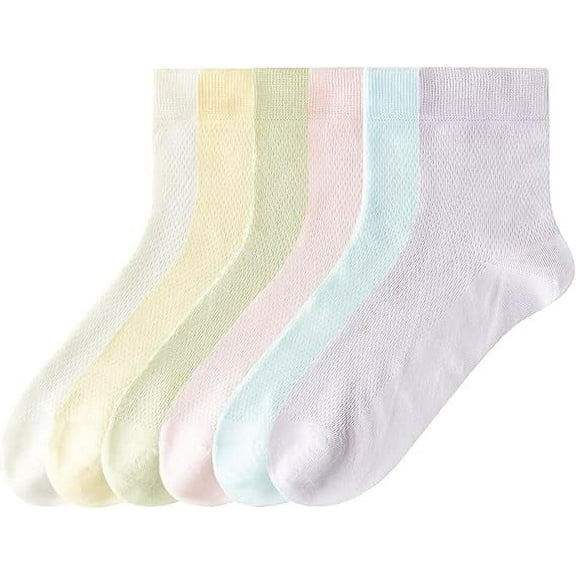Sookeceks 6 Pairs Thin Cotton Crew Socks for Women, Soft Breathable Socks Above Ankle Socks for Casual Size 5-9