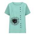 thumbnail image 3 of Birdeem Blouses pour Femmes Été Col Rond Manches Courtes Mode Décontractée Imprimé Bouton Haut T-Shirt, 3 of 9