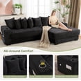 thumbnail image 6 of LUCKHAO 111" L-Shaped Modular Sofa with Ottoman, Cup Holders, Side Pockets, Convertible Couch Bed, 8 Throw Pillows, Corduroy, 6 of 8