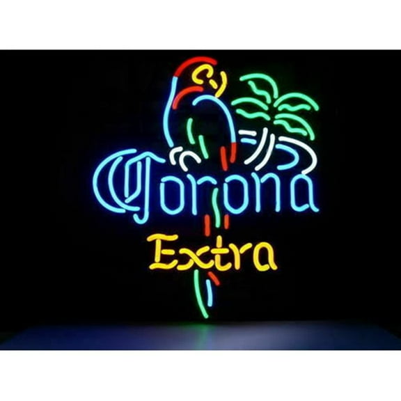 Queen Sense 20"x16" Coronas Extra Parrot Palm Tree Neon Sign Man Cave Handmade Neon Light 120CEPPT