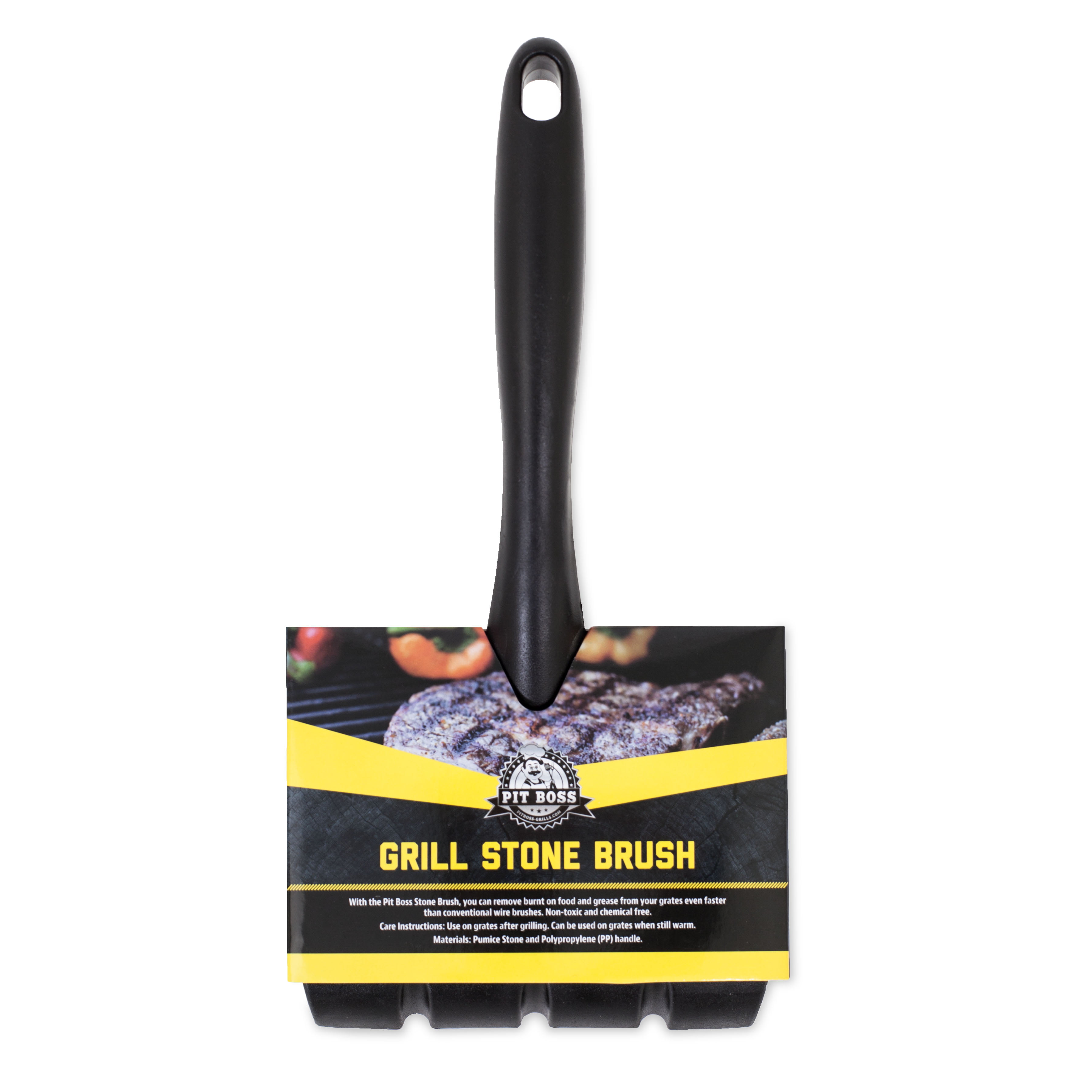 Pit Boss Barbecue Pumice Stone Brush W/ Scraper and No-Slip Handle