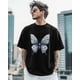thumbnail image 5 of Men's T-Shirt Blue Butterfly Short Sleeves Tee for Men White Floral Cotton Graphic Crew Neck Shirts for Teens Boys, 5 of 7