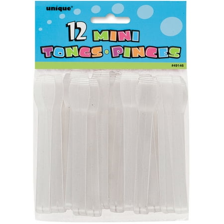 Mini Clear Plastic Tongs 12ct