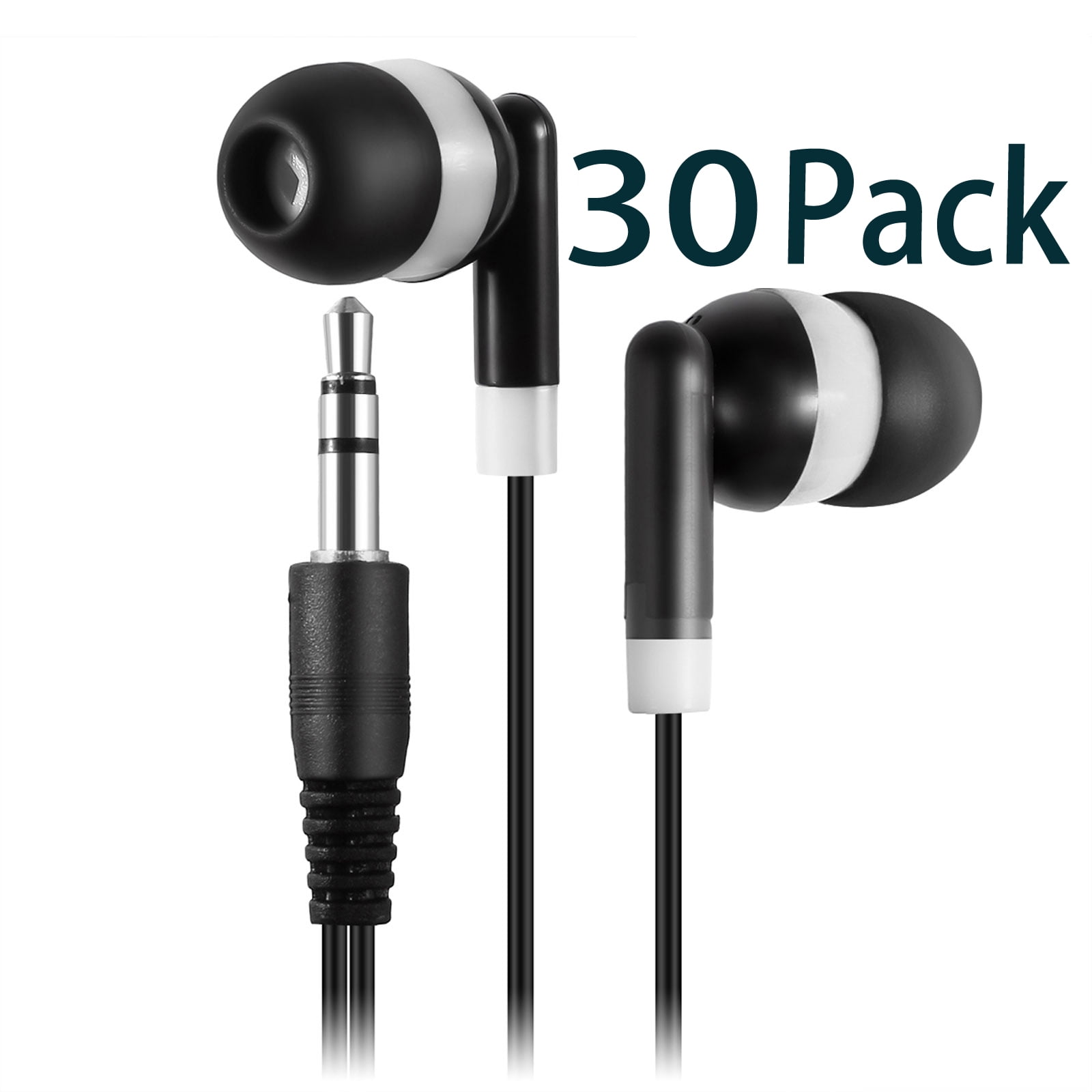 Factorymall Wholesale Disposable Earbuds Earphones Headphones for School,Students,Library Computer Lab,Donate Bulk Earbuds 50 Pack Multi Colored for Classroom Kids Child Teen 