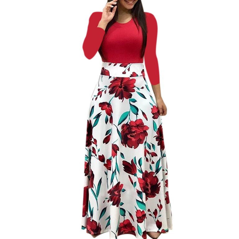 Ladies Summer Long Maxi Dress Boho Holiday Beach Party Cocktail Sundress  Skirts