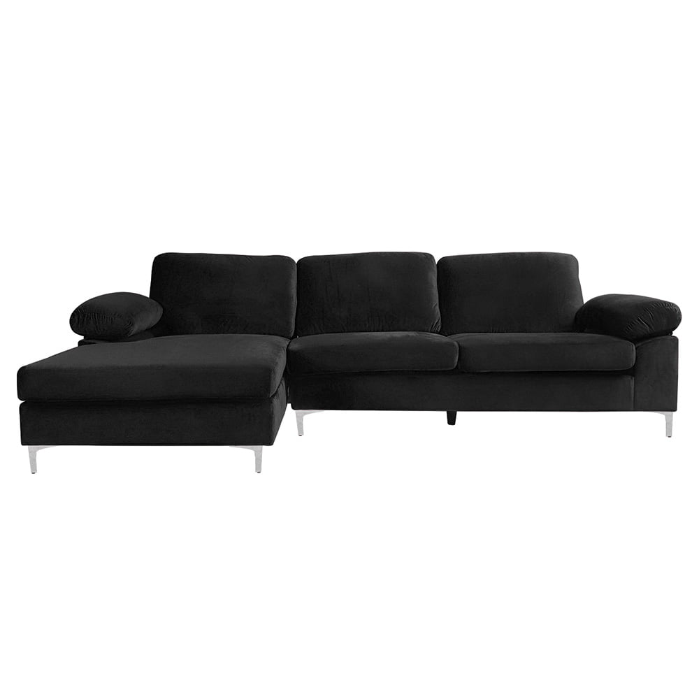 Modern Reversible Microfiber Sectional Sofa 3-Seat L-Shape Sofa Couch