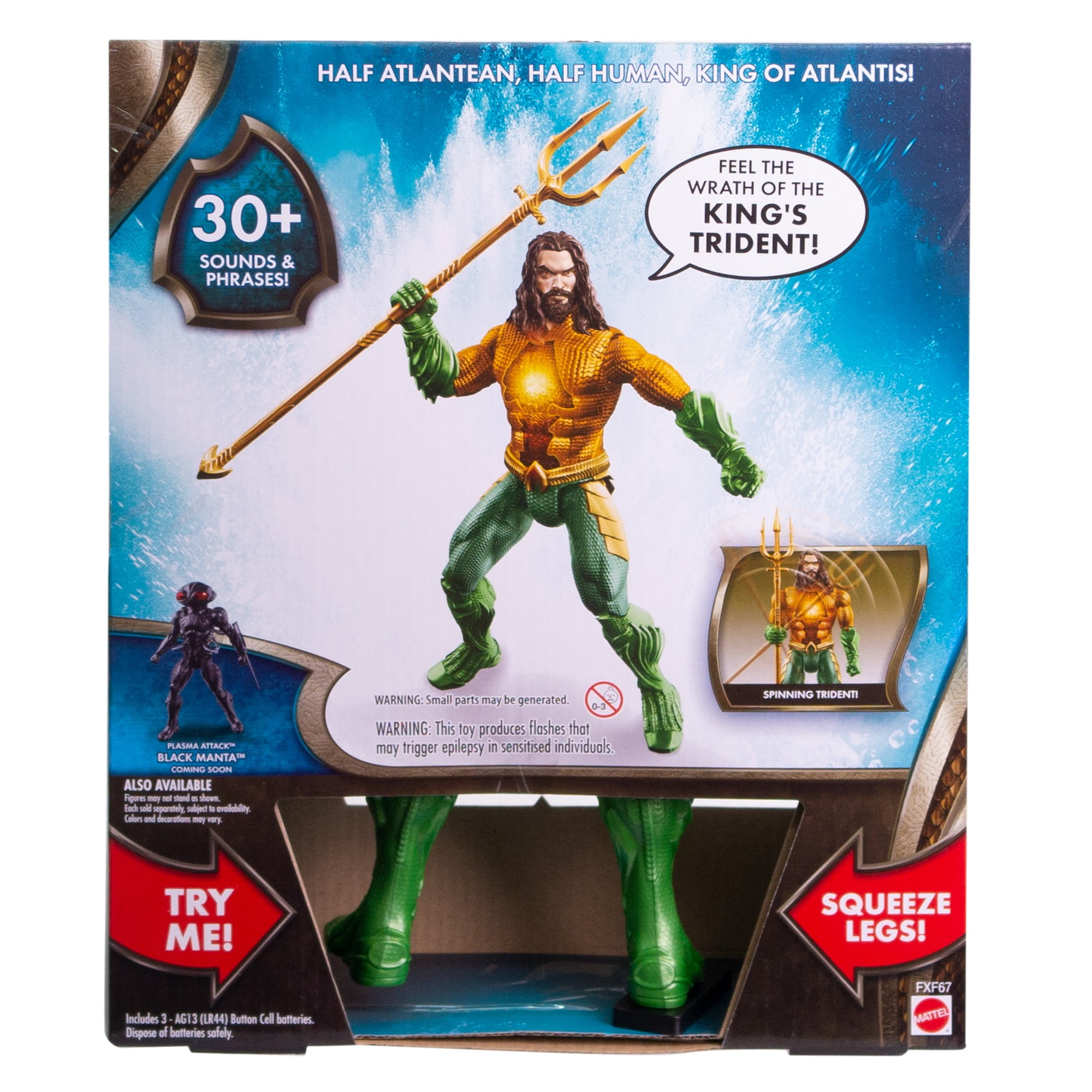 DC Comics AQUAMAN Movie w// Spinning Trident 12/" Action Figure Lights Sound Talk