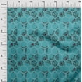 thumbnail image 2 of oneOone Cotton Cambric Teal Blue Fabric Geometric|Leaves & Floral Block Craft Projects Decor Fabric Printed By The Yard 56 Inch Wide, 2 of 4