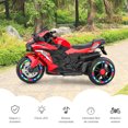 thumbnail image 3 of Motocicleta para niños, vehículo eléctrico de 12V con batería de 3 ruedas, luces LED, pedal, color rojo., 3 of 7