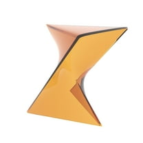 LeisureMod 15.75" Triangular Side Table, Stackable Plastic Accent End Table for Indoor & Outdoor Use, Weather-Resistant Modern Patio & Living Room Table, Tea (Transparent)